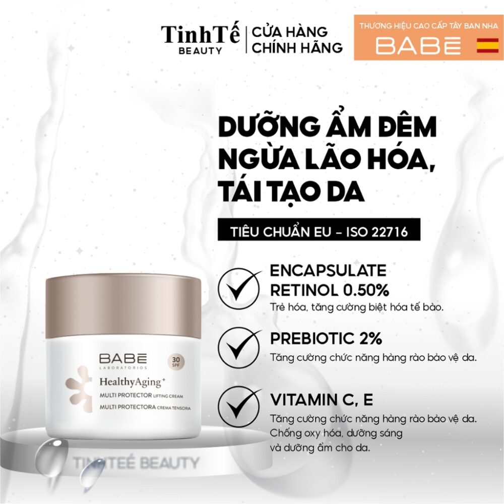 Kem dưỡng BABE Multi Repair Renovating Night Cream chống lão hoá tái